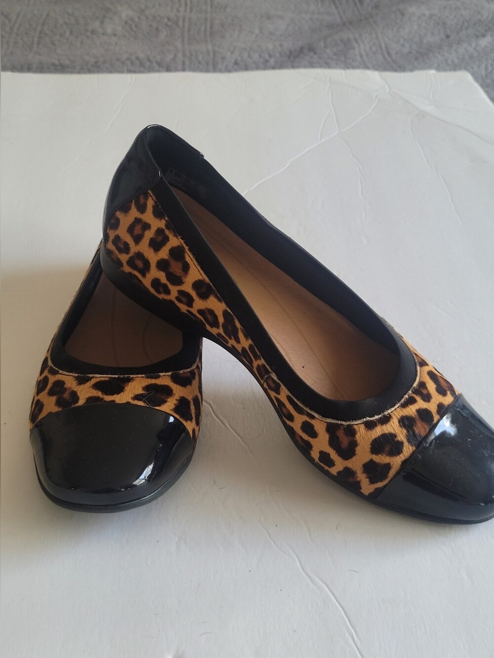 Leopard Print Black Cap-Toe Ballet Flats